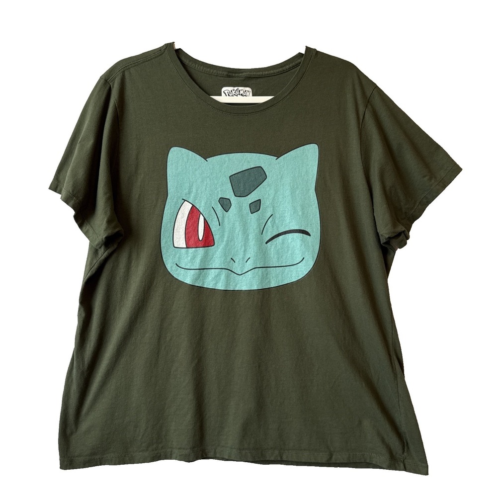 Pokémon Bulbasaur Face Graphic‎ T Shirt Women's 2XL 90s Nostalgia Retro Unisex
